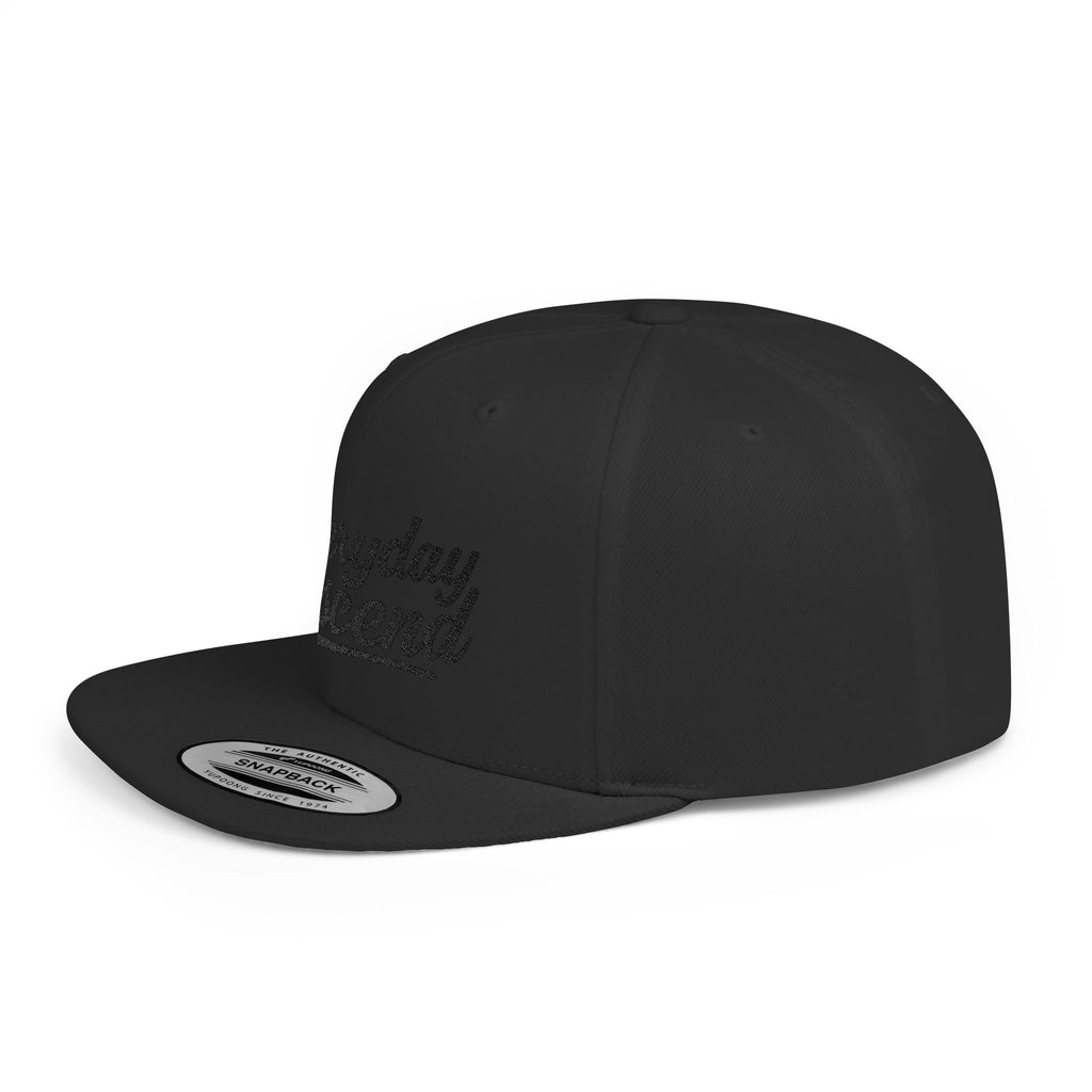 Everyday Ascend Flat Bill Snapback Hat Black Signature Script Logo