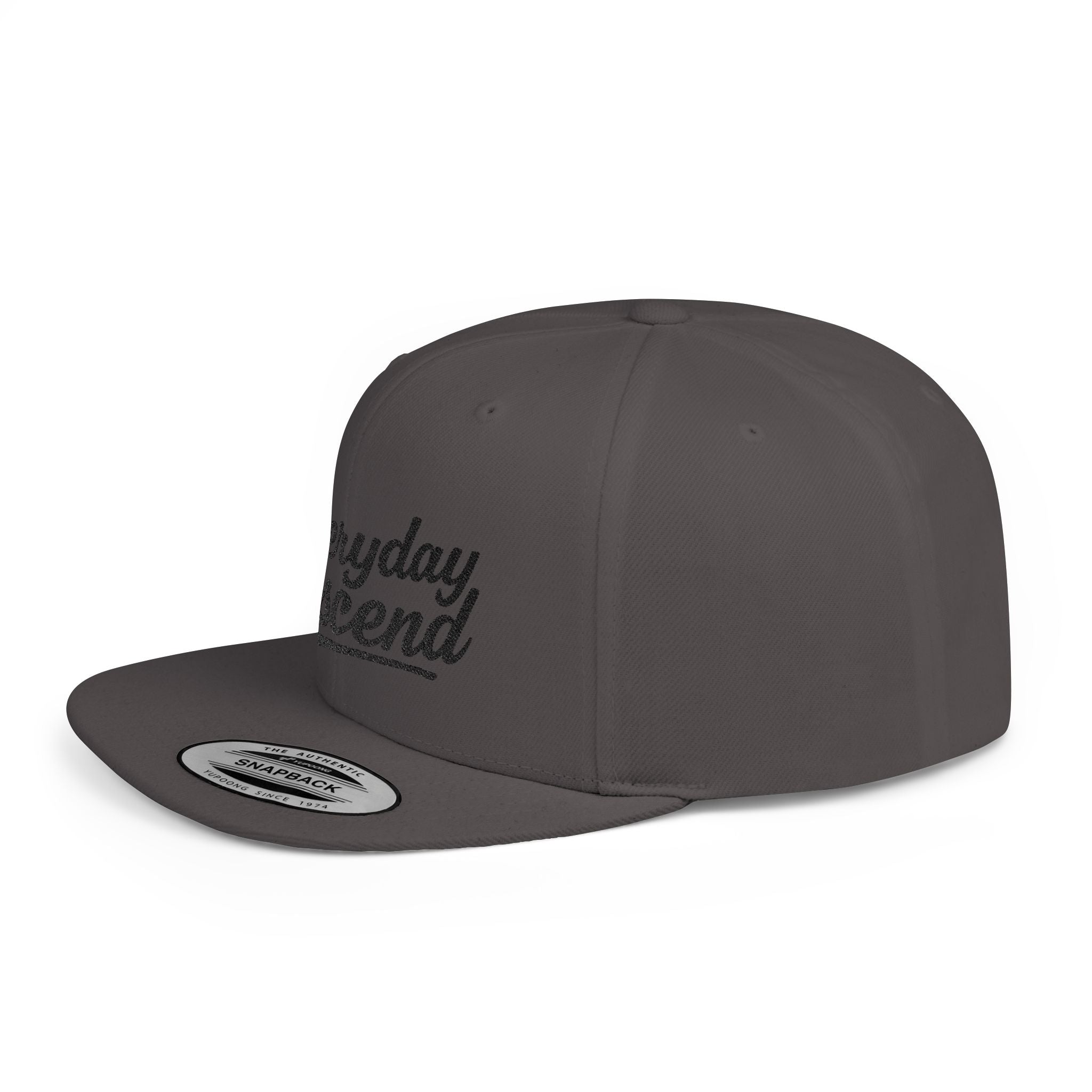 Black Signature Script Flat Bill Hat