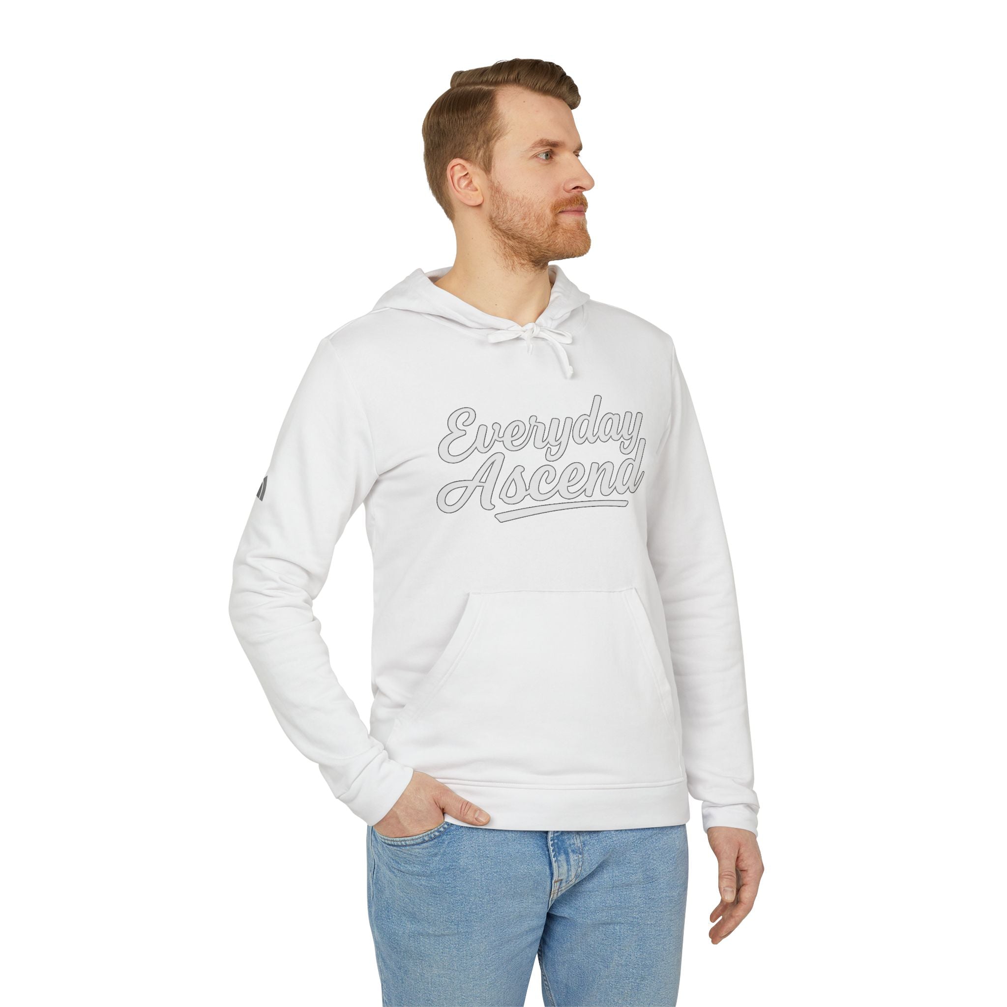 Adidas Everyday Ascend Hoodie — White Script Motivational Pullover