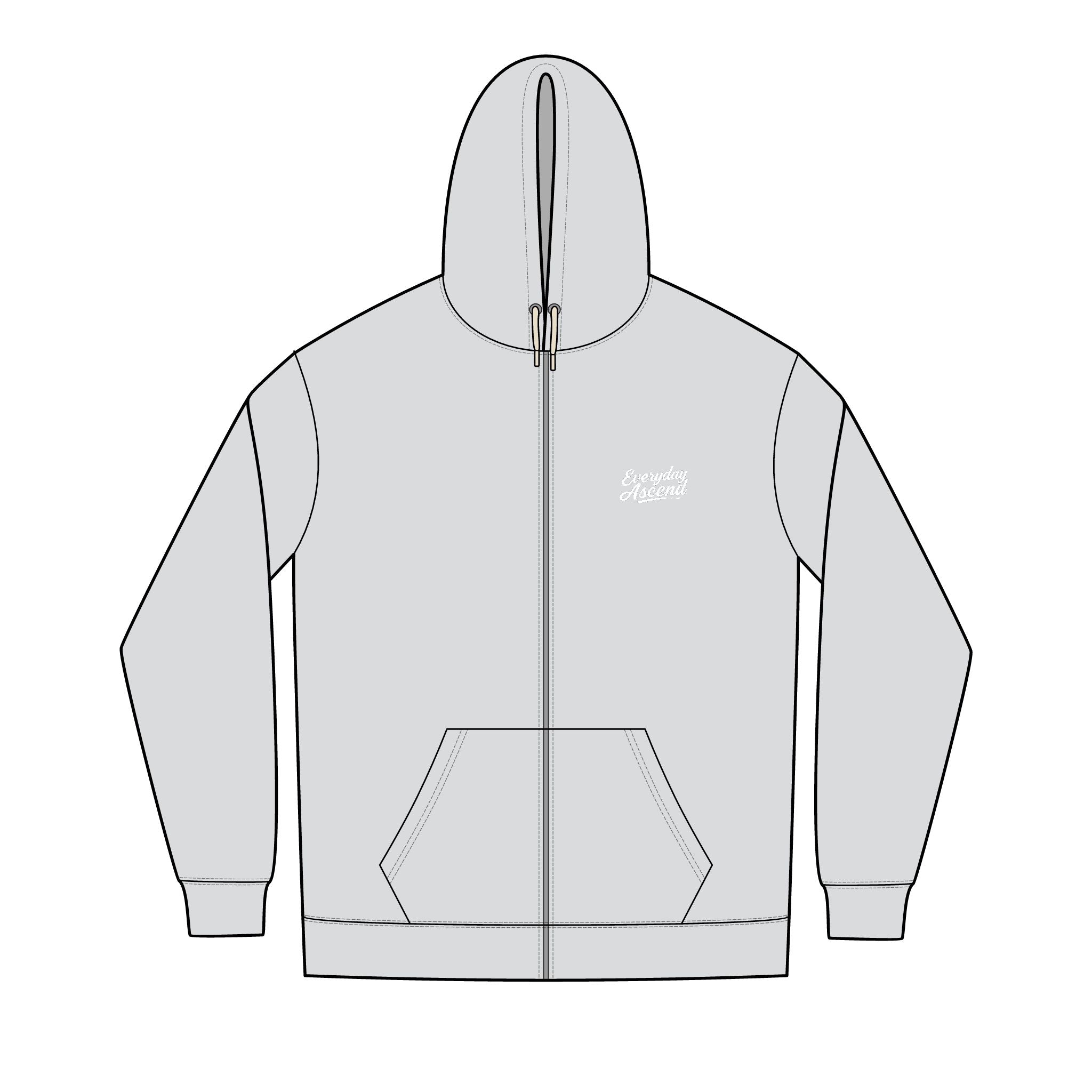 Everyday Ascend Embroidered White Script Zip Fleece Hoodie