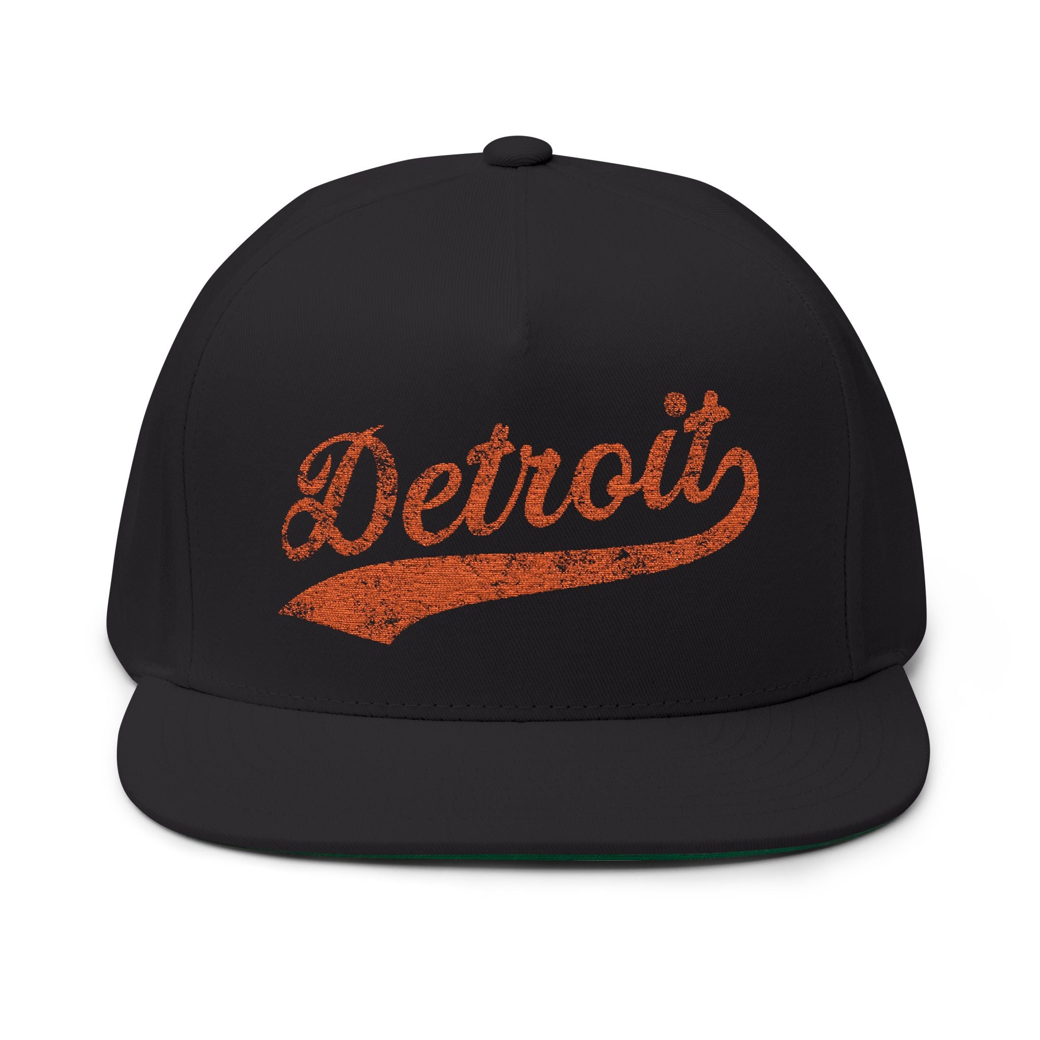 Detroit Vintage Script Embroidered Flat Bill