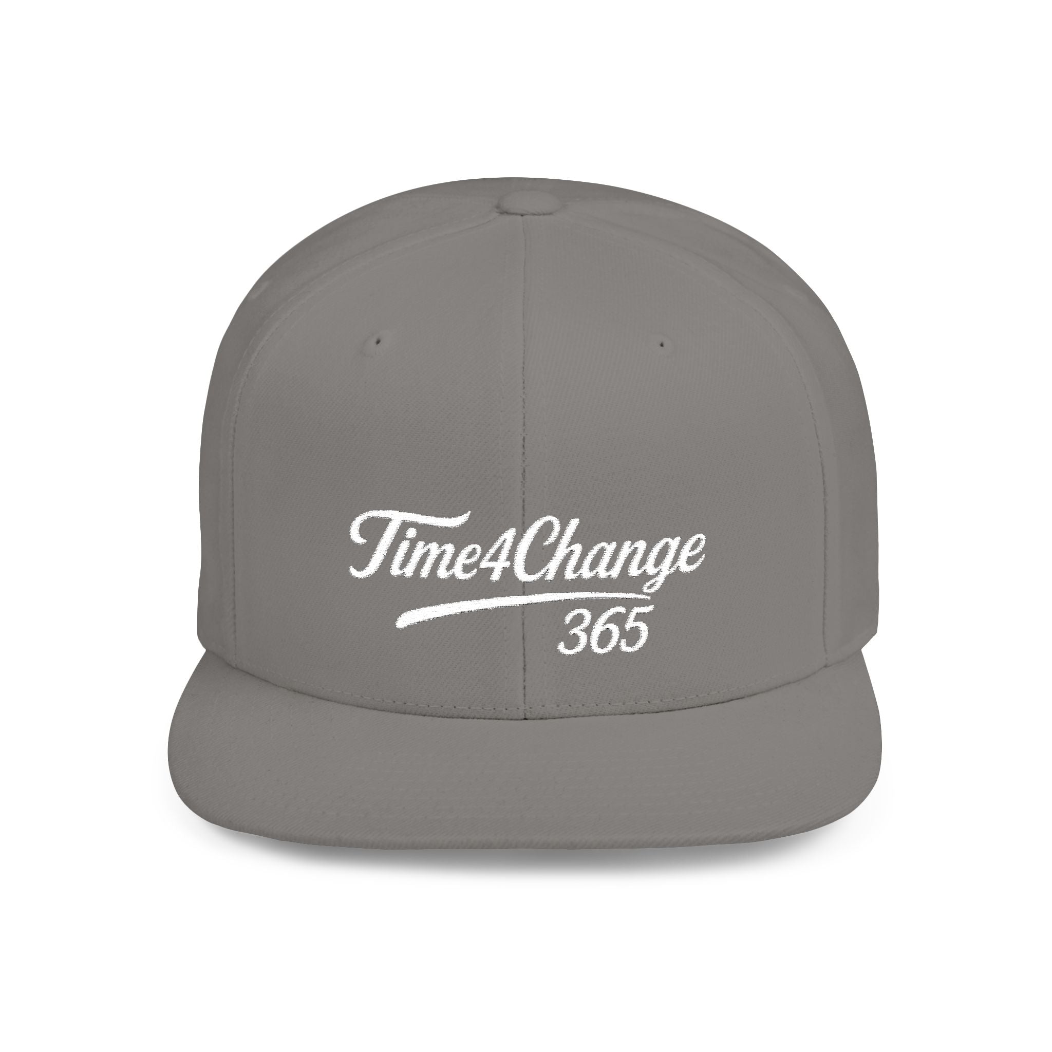 Time4Change365 Collab Flat Bill Snapback Hat Signature Script Logo