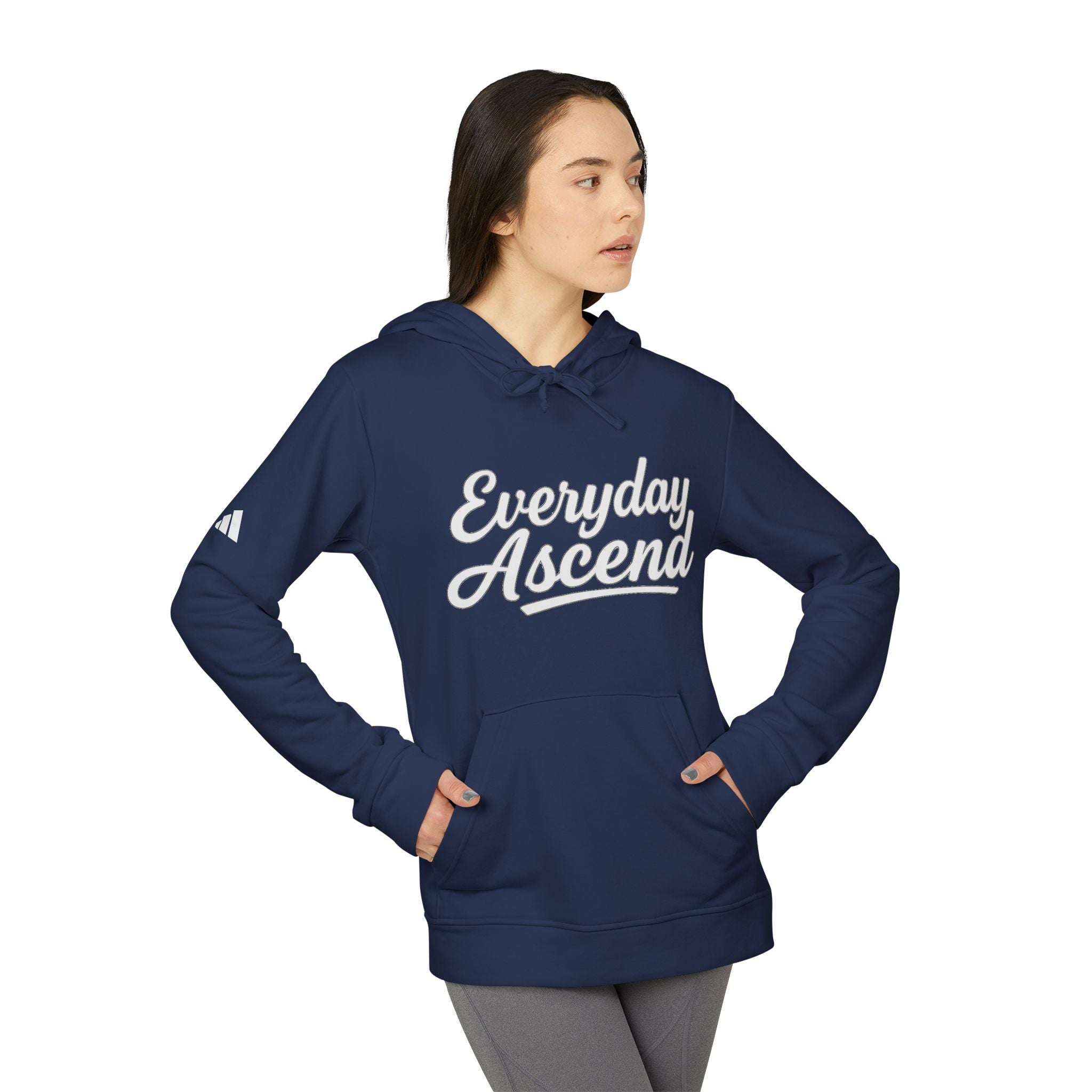 Adidas Everyday Ascend Hoodie — White Script Motivational Pullover
