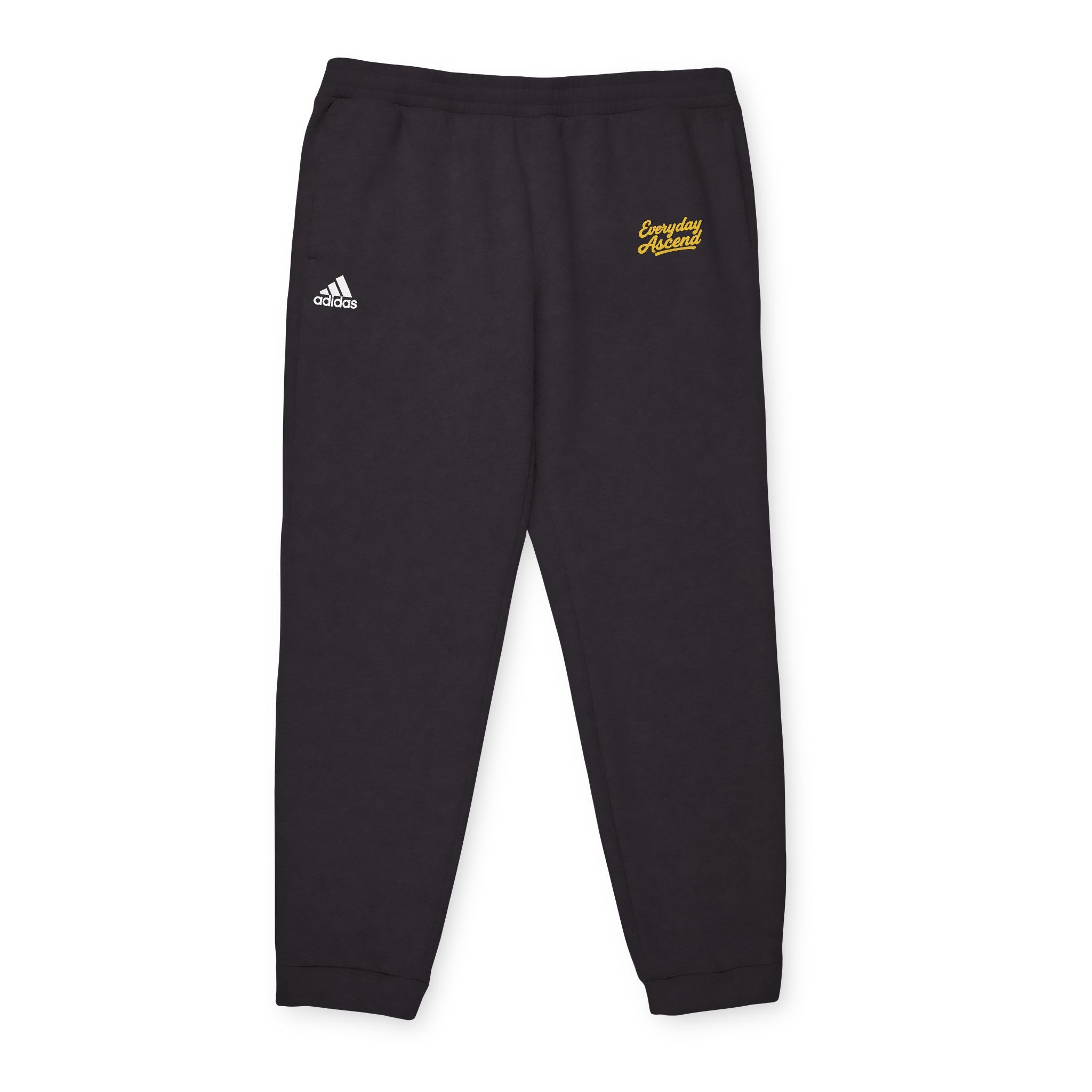 Adidas Everyday Ascend Black & Gold Signature Script Fleece Joggers –  Athletic Sweatpants