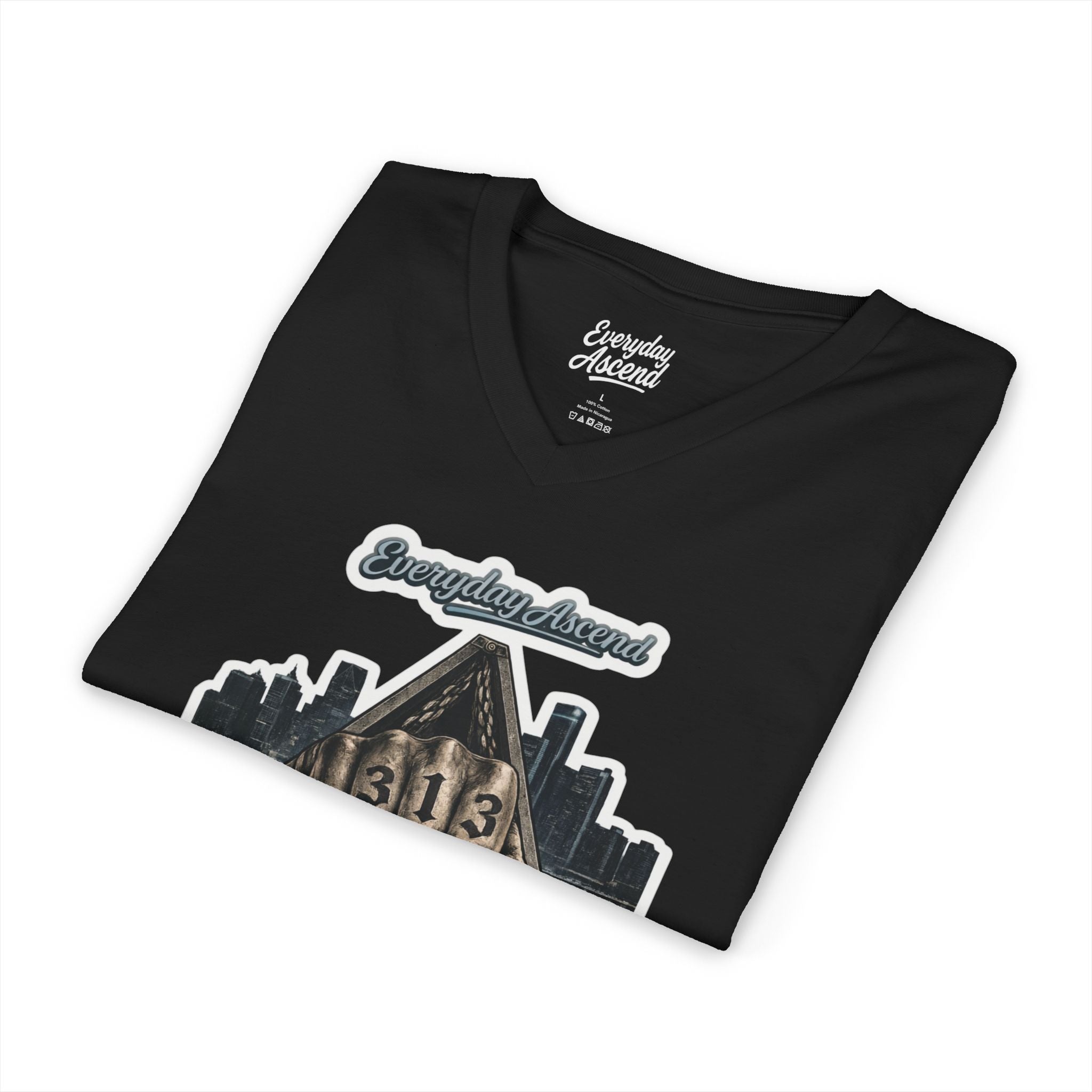 Detroit 313 Fist V-Neck Tee