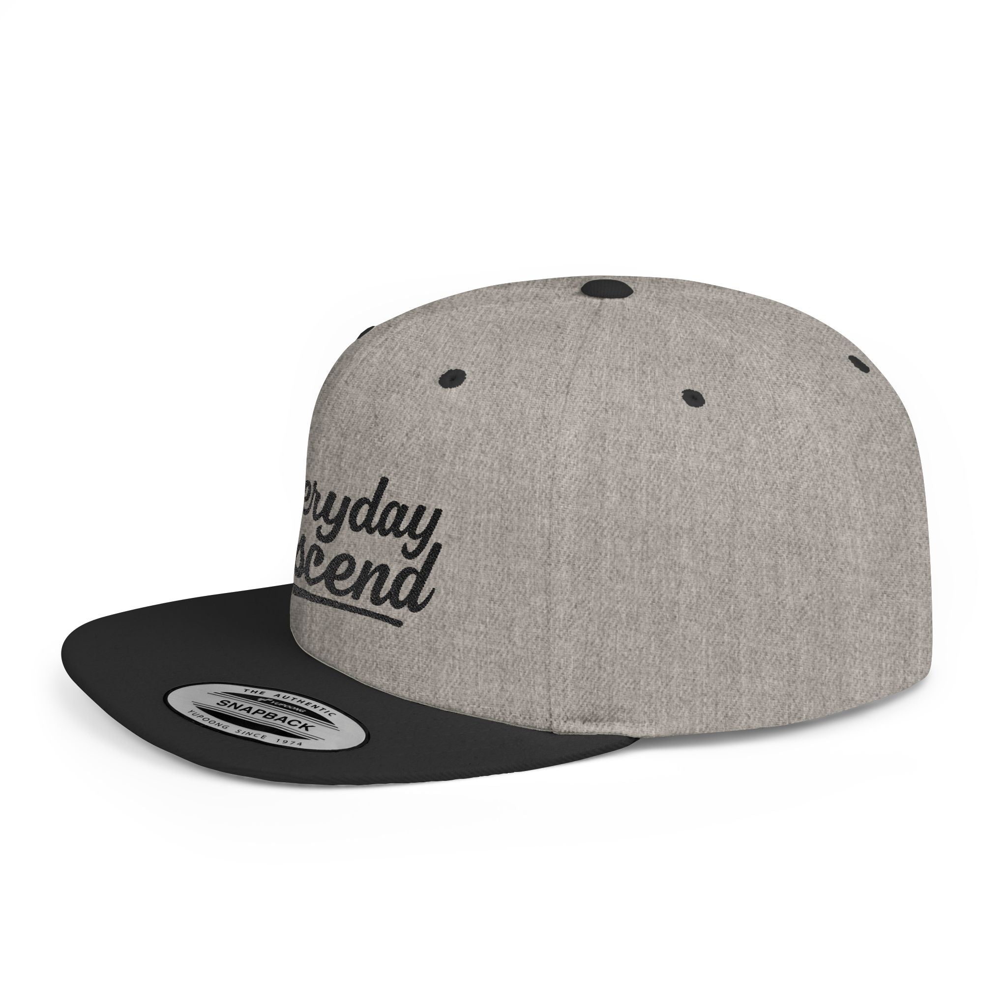 Black Signature Script Flat Bill Hat