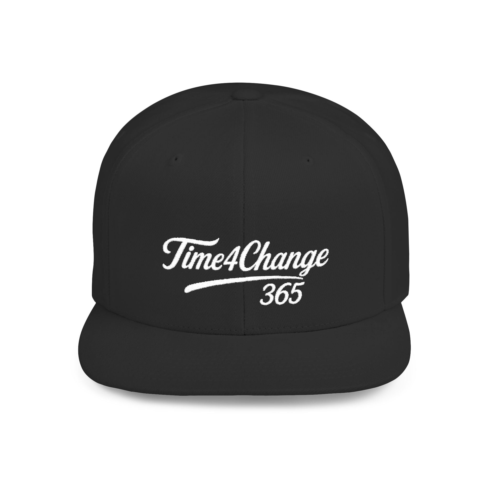 Time4Change365 Collab White Signature Script Flat Bill Hat