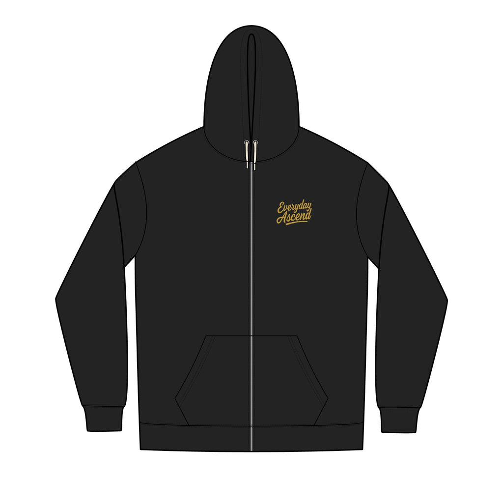 Black & Gold Signature Script Zip Hoodie