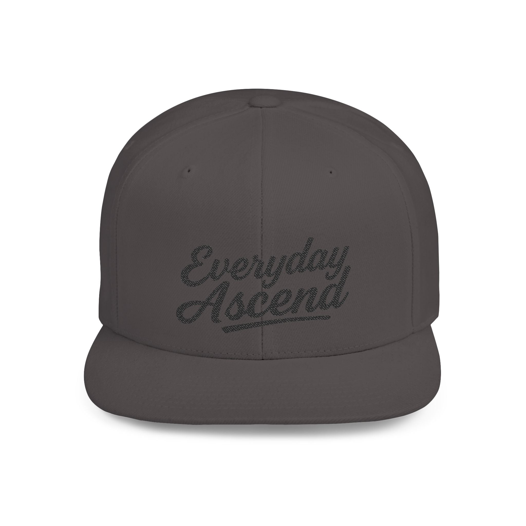 Black Signature Script Flat Bill Hat