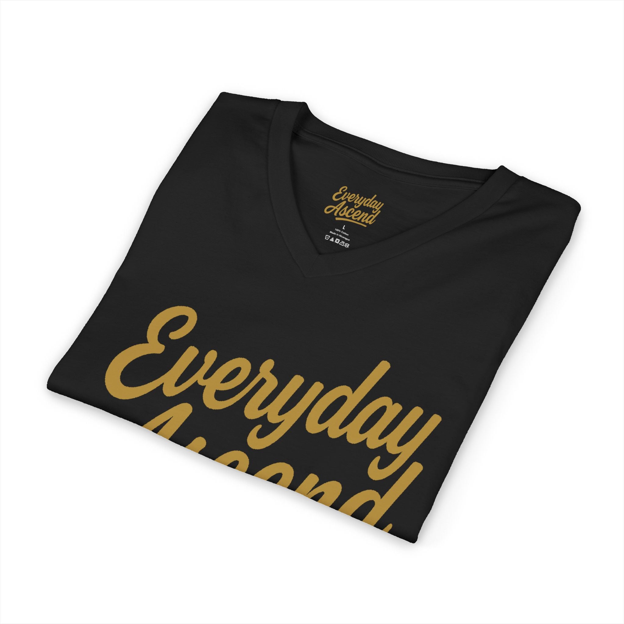 Signature Black & Gold Script V-Neck Tee