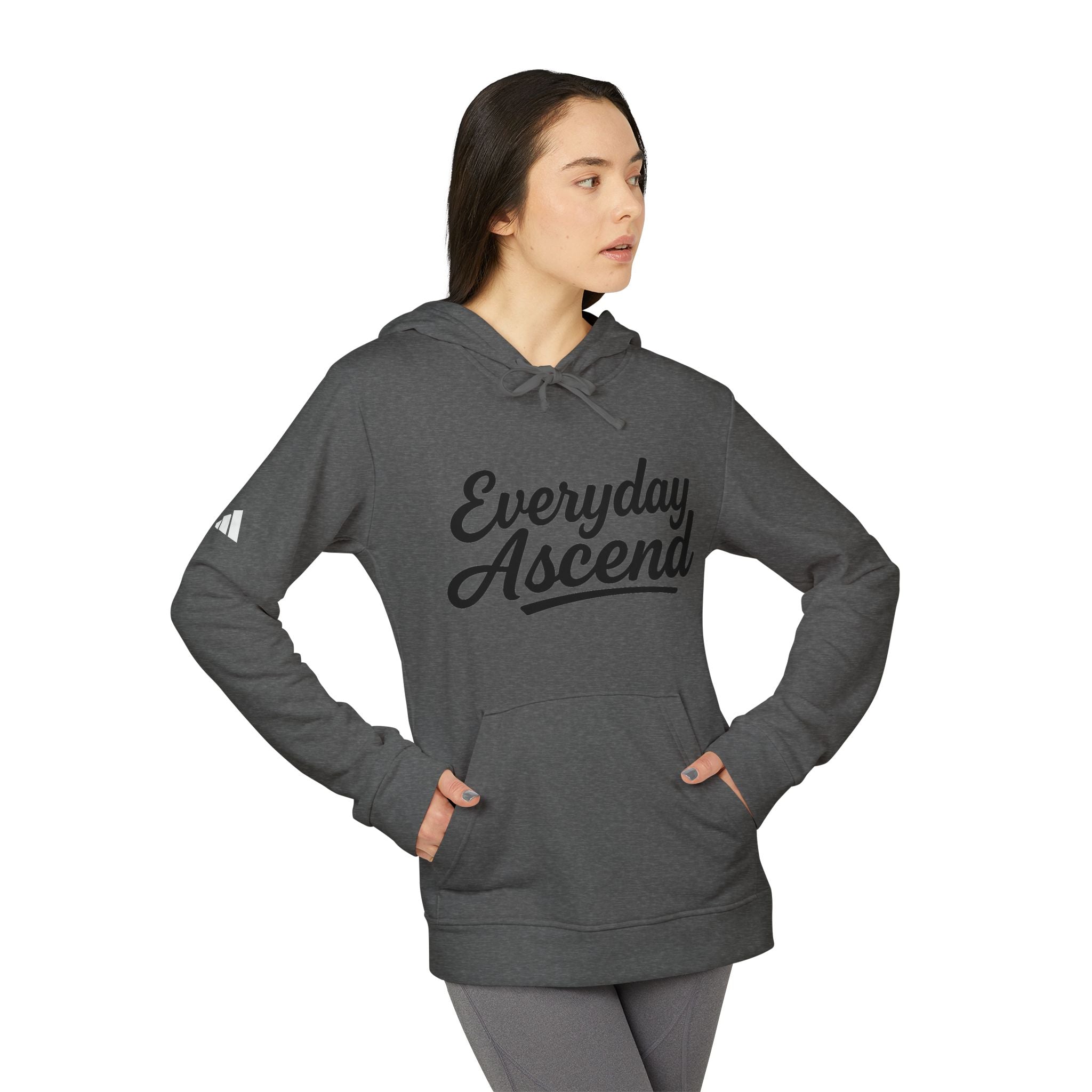 Adidas Everyday Ascend Hoodie — Black Script Motivational Pullover