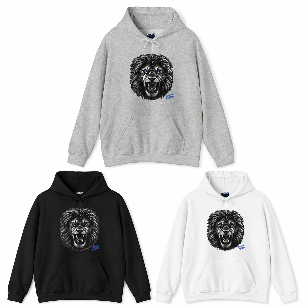 Detroit Grit Lion Collection - Tee, Crewneck & Hoodie $25 to $45