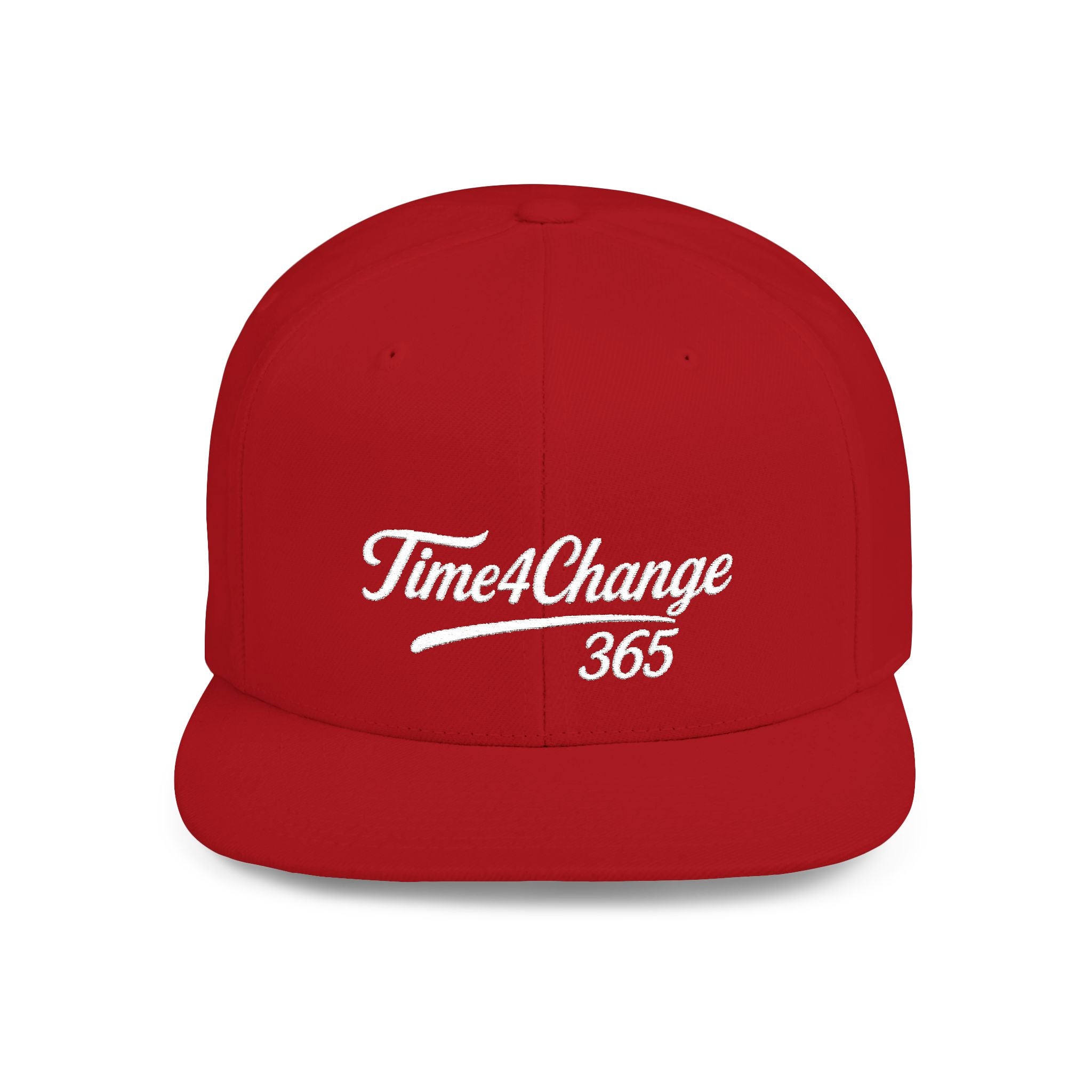 Time4Change365 Collab Flat Bill Snapback Hat Signature Script Logo