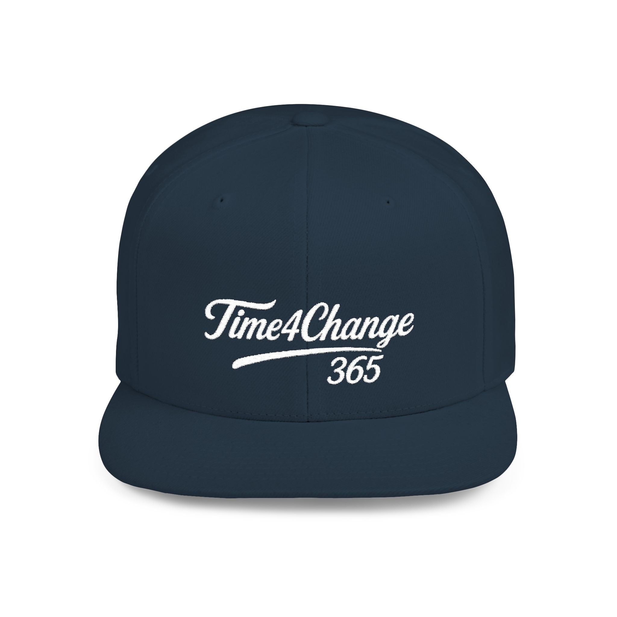 Time4Change365 Collab White Signature Script Flat Bill Hat