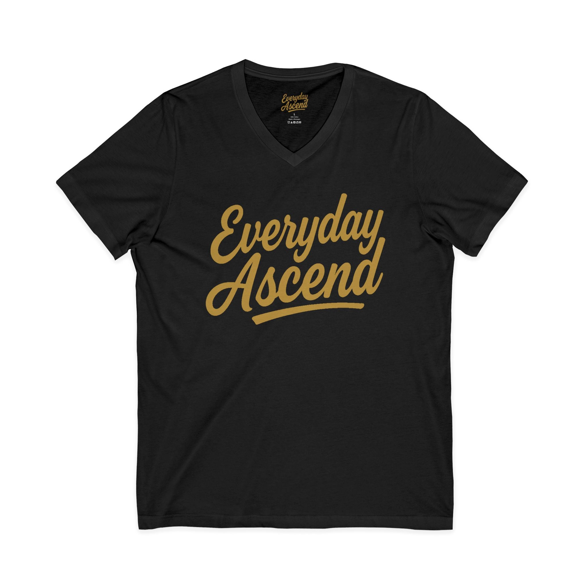 Signature Black & Gold Script V-Neck Tee