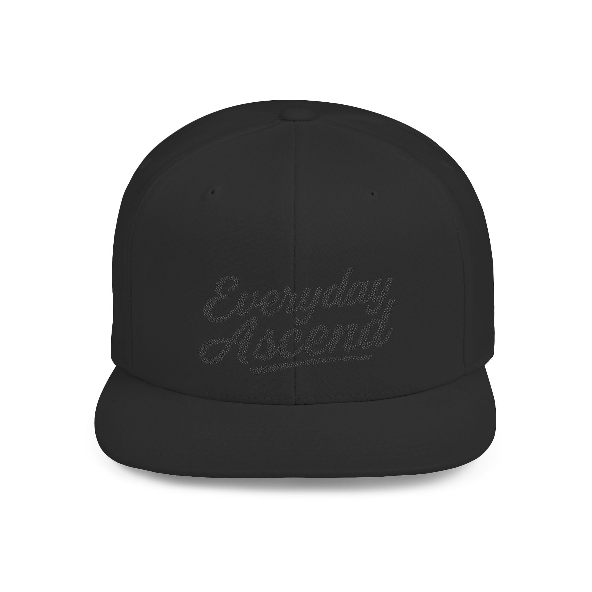 Everyday Ascend Flat Bill Snapback Hat Black Signature Script Logo