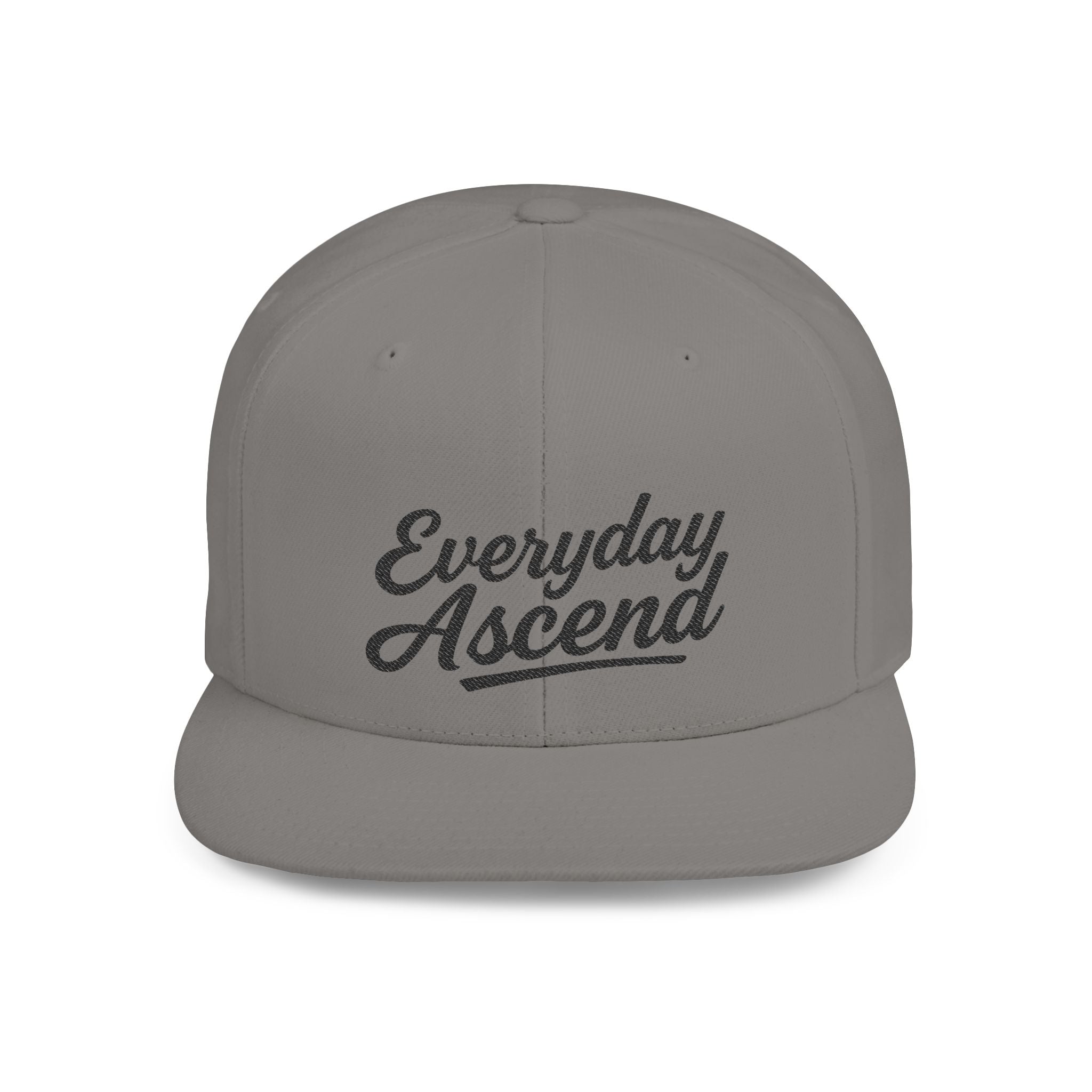 Everyday Ascend Flat Bill Snapback Hat Black Signature Script Logo