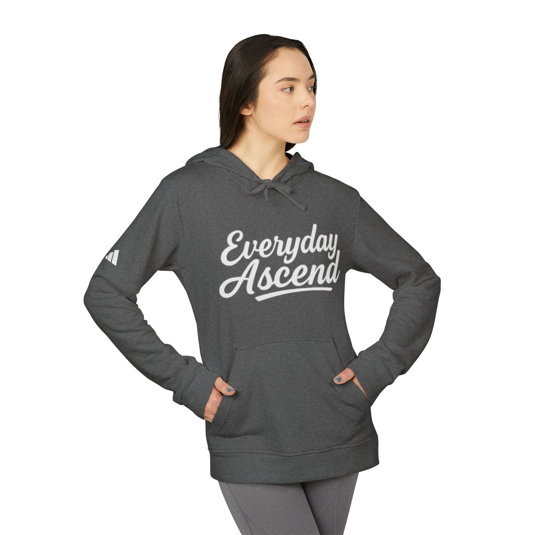 Adidas Everyday Ascend Hoodie — White Script Motivational Pullover
