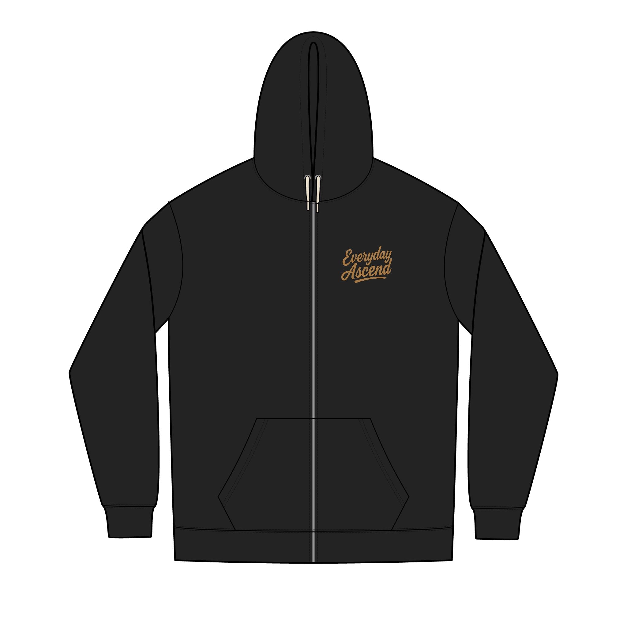 Black & Gold Signature Script Zip Hoodie