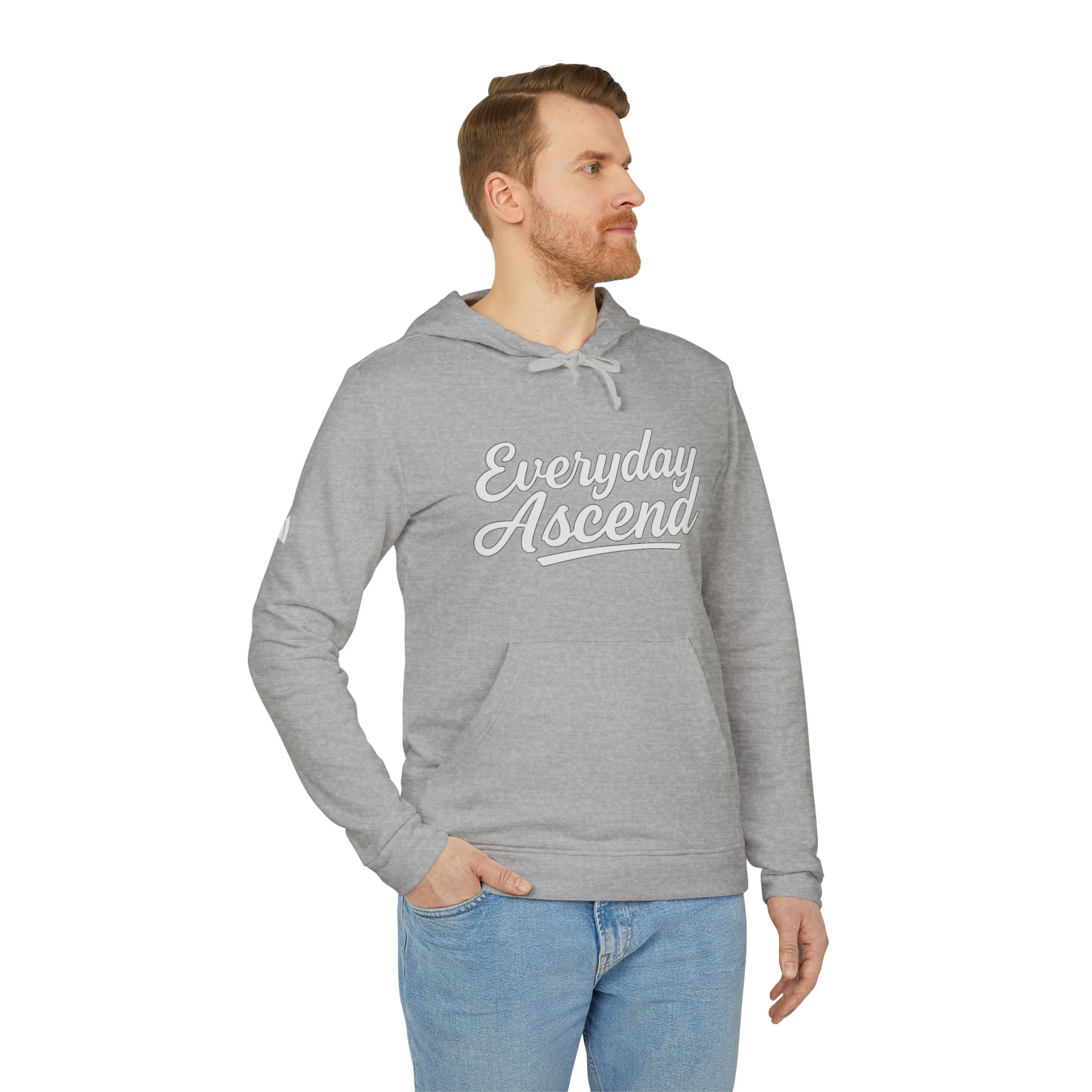 Adidas Everyday Ascend Hoodie — White Script Motivational Pullover