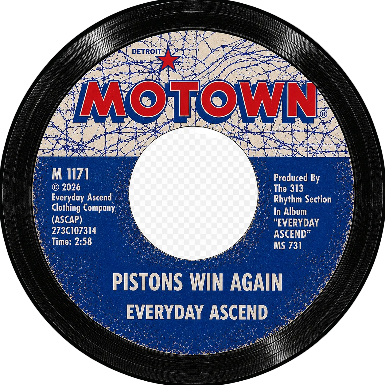 Everyday Ascend “Pistons Win Again” Vintage Record Tee