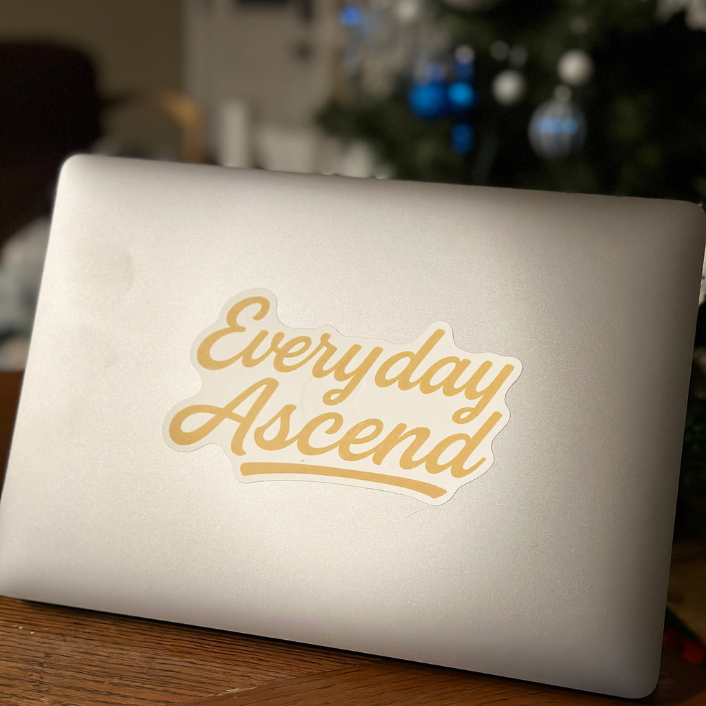 Die-Cut Stickers | Motivational Decals | Everyday Ascend Gold Signature Script Logo