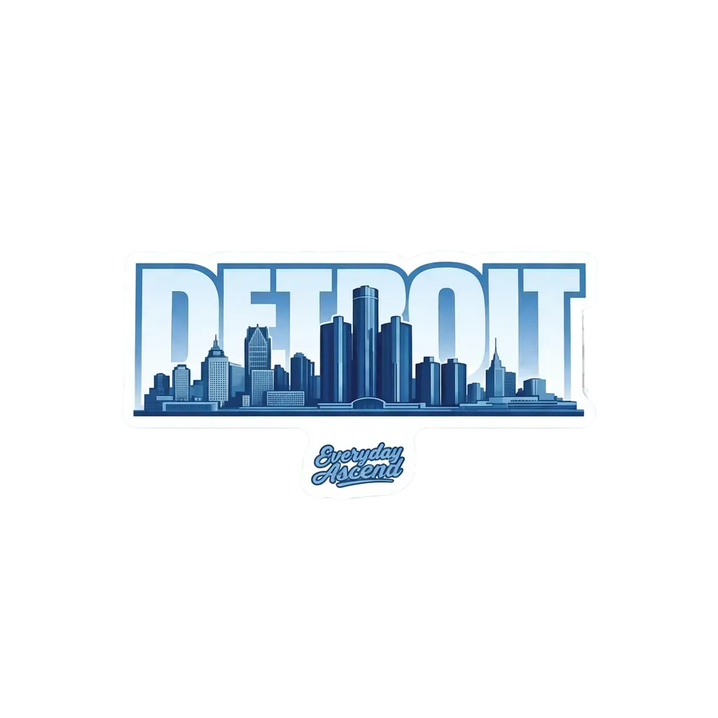 Detroit Skyline Die Cut Sticker by Everyday Ascend