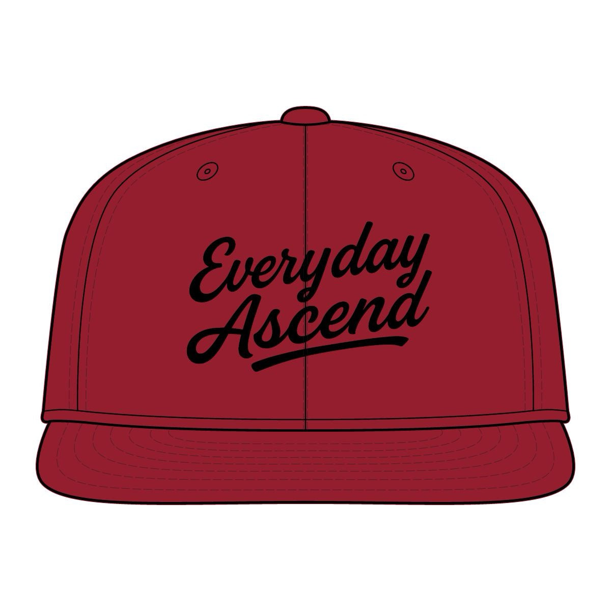 Black Classic Script Flatbill Flexfit Hat