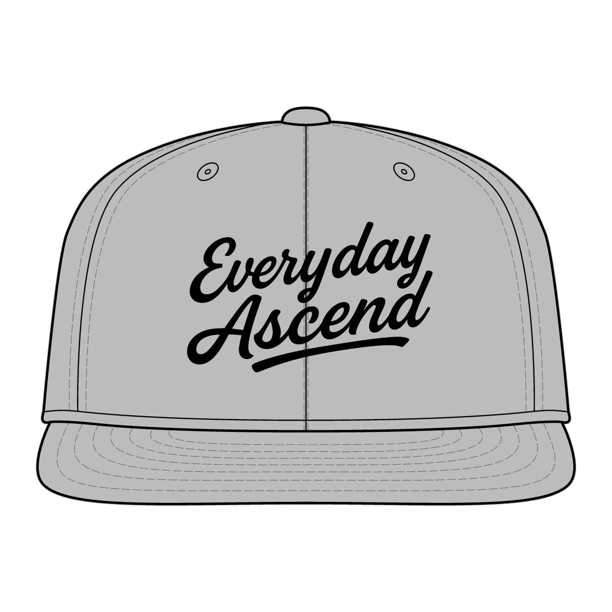 Everyday Ascend Black Classic Script Flexfit Flat Bill Hat
