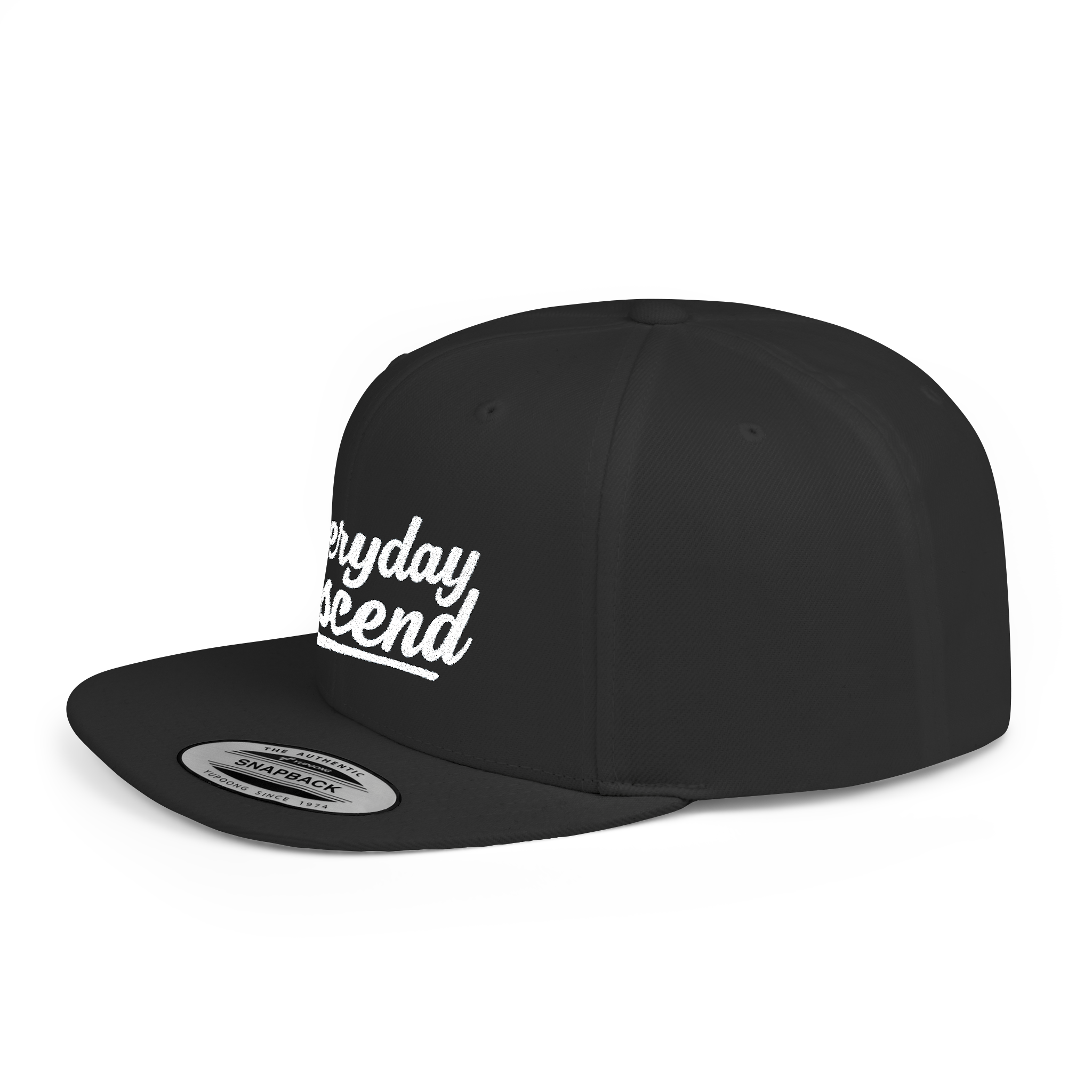 White Signature Script Flat Bill Hat