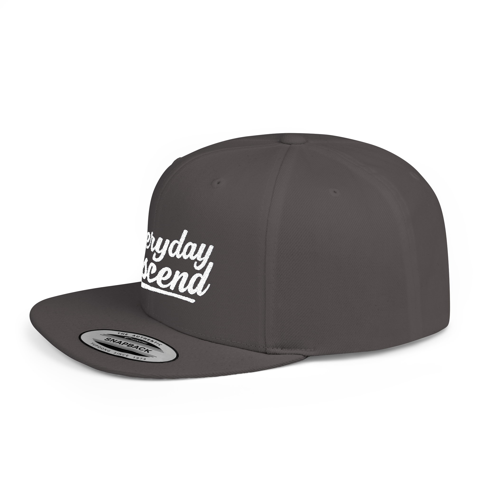 White Signature Script Flat Bill Hat