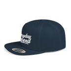 White Signature Script Flat Bill Hat