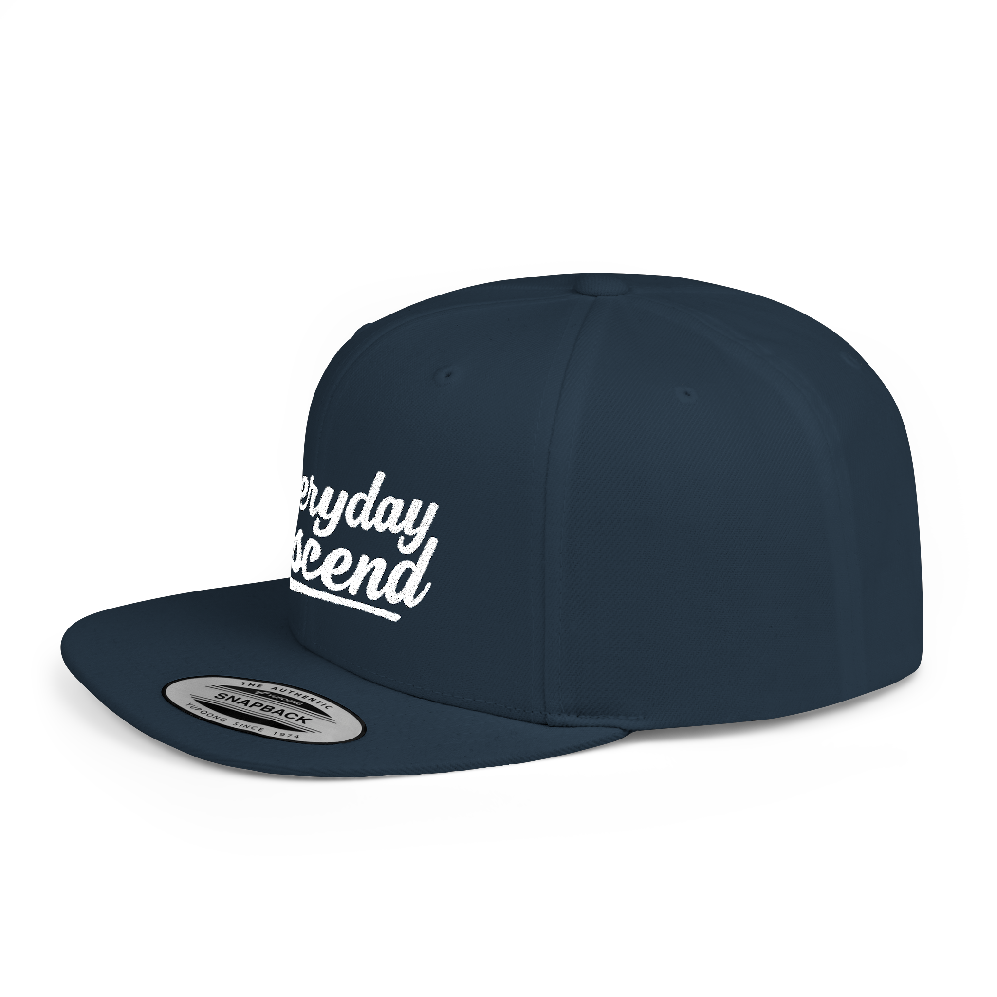 White Signature Script Flat Bill Hat