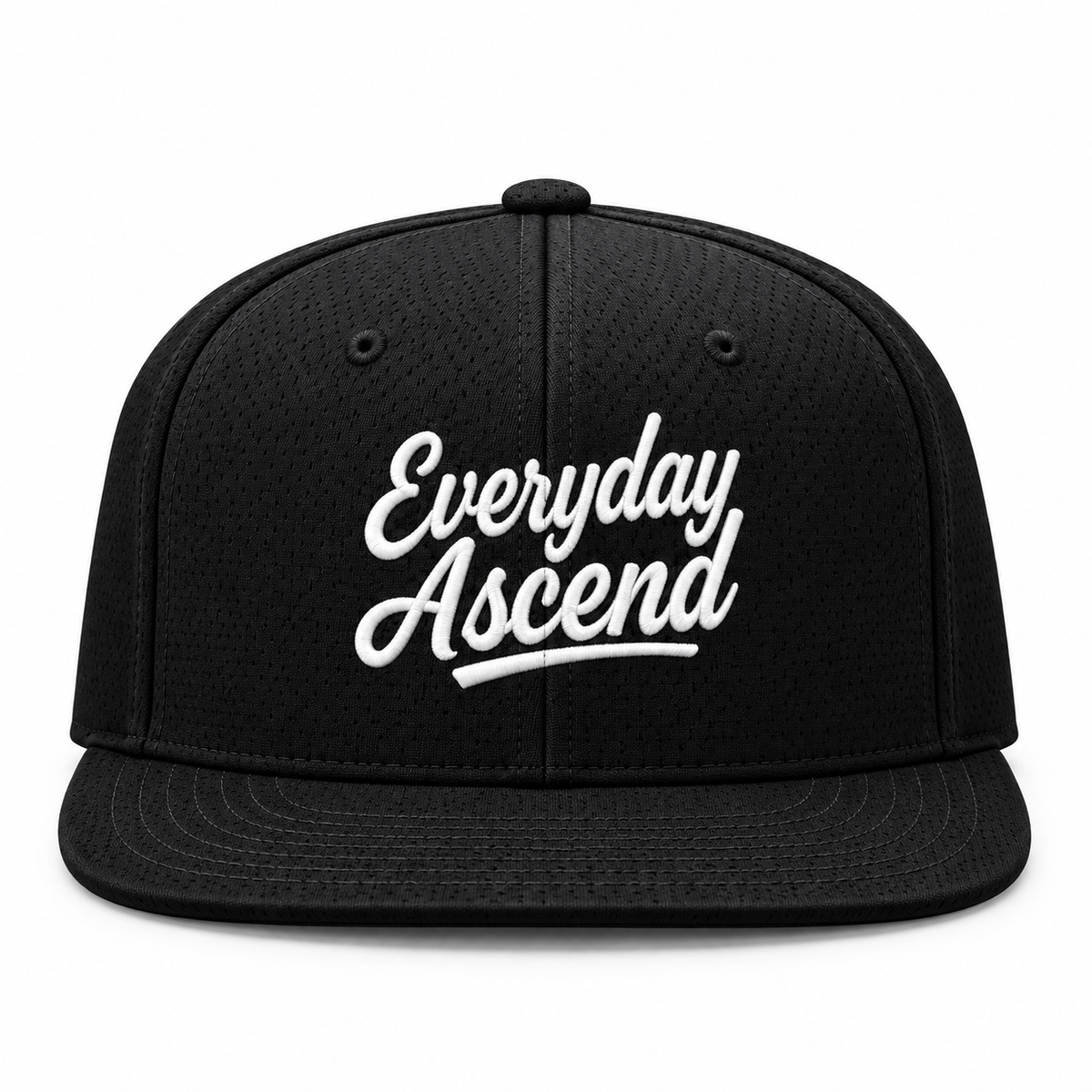White Classic Script Flatbill Flexfit Hat