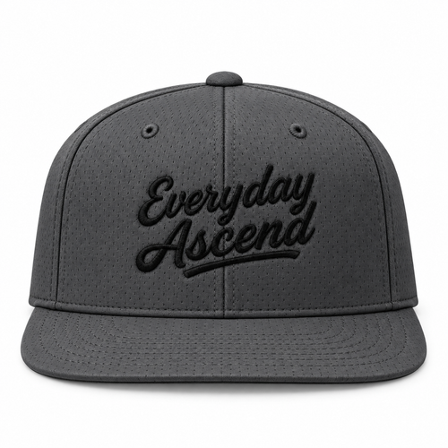 Black Classic Script Flatbill Flexfit Hat