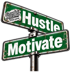 Hustle Motivate distressed green street sign graphic by Everyday Ascend